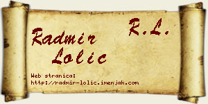 Radmir Lolić vizit kartica